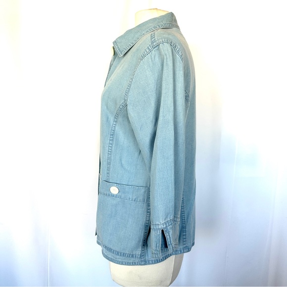 EMMA JAMES 3/4 SLEEVE LIGHT-WEIGHT DENIM CHAMBRAY SHIRT JACKET SHACKET Sz12 - Picture 3 of 9